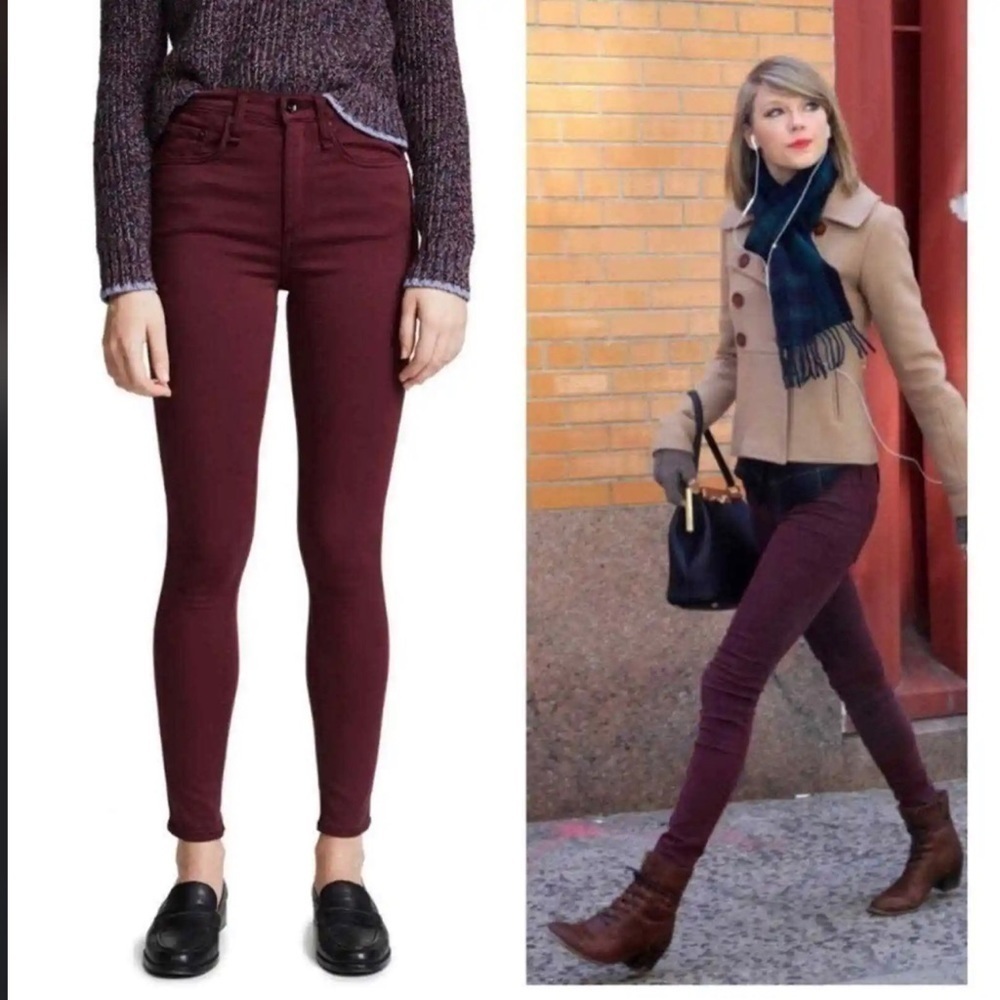 Rag & Bone Women’s Burgundy High Skinny Ankle Pants Jeans Size 30